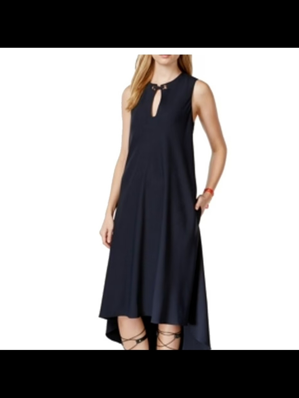 RACHEL Rachel Roy Navy Sleeveless High-Low Keyhole Dress